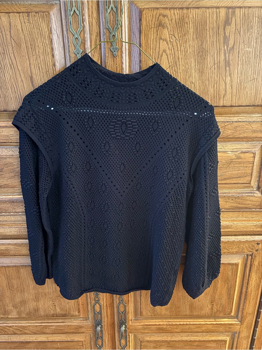 White House Black Market Black Crochet Knit Sweater